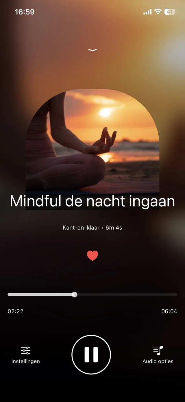 Speler met de sessie Mindful de nacht ingaan